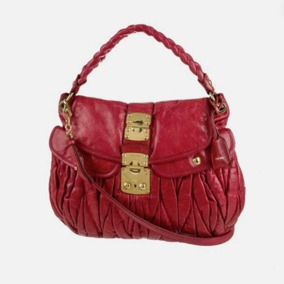 Miu Miu Matelasse Coffer Red Leather Bag - Picture 4 of 4